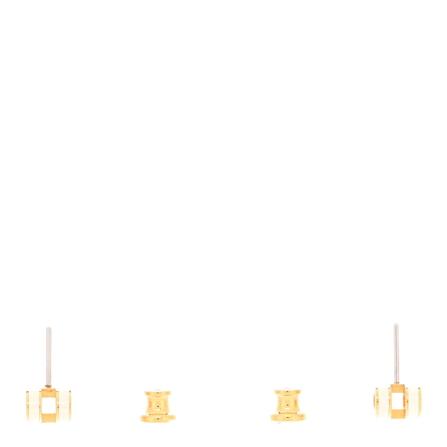 Hermes Gold Lacquered Mini Pop H Earrings White 3 of 5