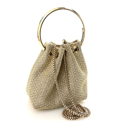 Jimmy Choo Metallic Woven Bon Bon Bag Champagne 3 of 12