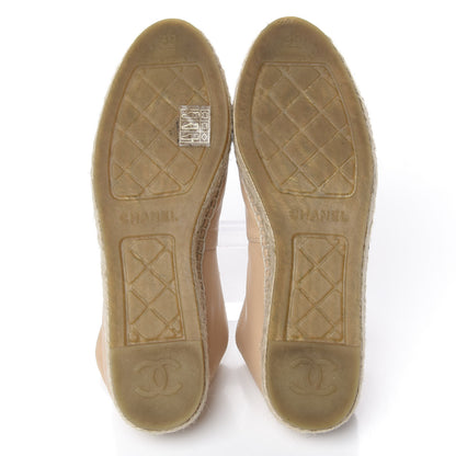 Chanel Lambskin CC Espadrilles 38 Beige Black 6 of 11