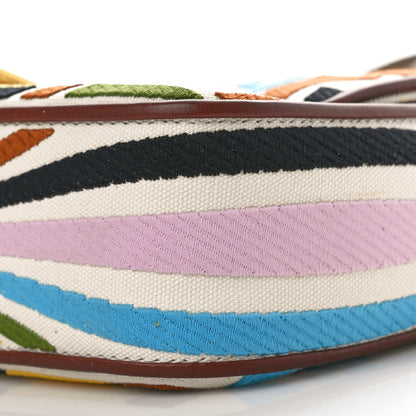 Fendi X SARA COLEMAN Canvas Vitello King Seta FF Fish Eye Embroidered Baguette Grezzo Multicolor Ghianda 11 of 11