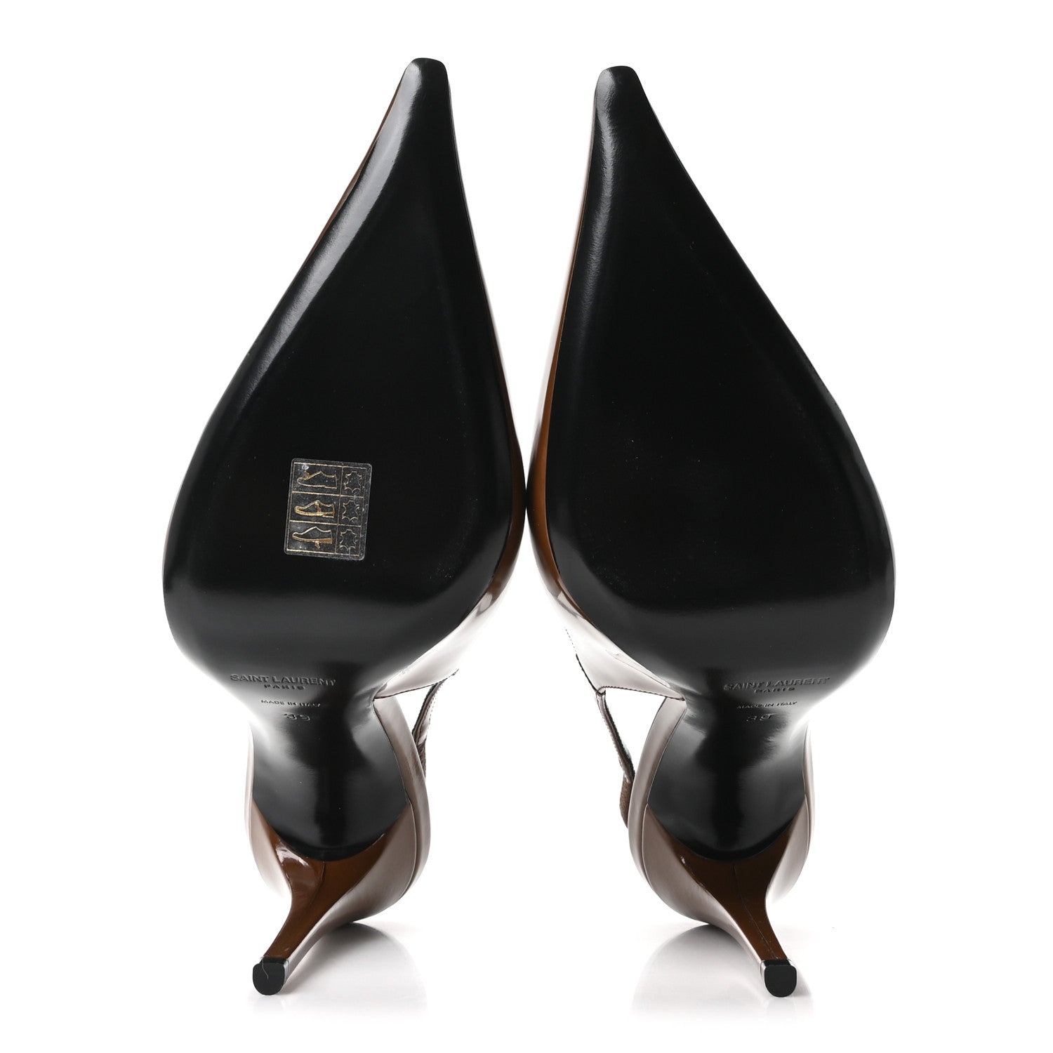 Saint Laurent Patent Vendome Slingback Pumps 39 Soil Brown 6 of 10