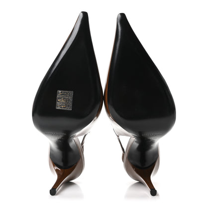 Saint Laurent Patent Vendome Slingback Pumps 39 Soil Brown 6 of 10