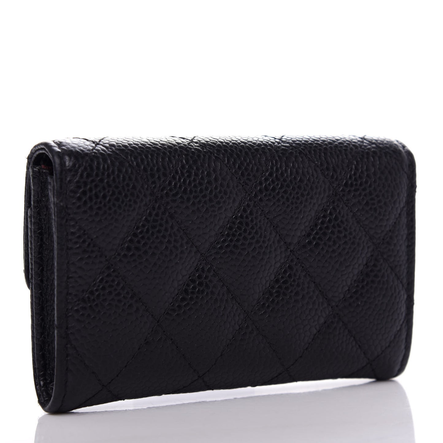 Caviar Quilted Flap Card Holder Black