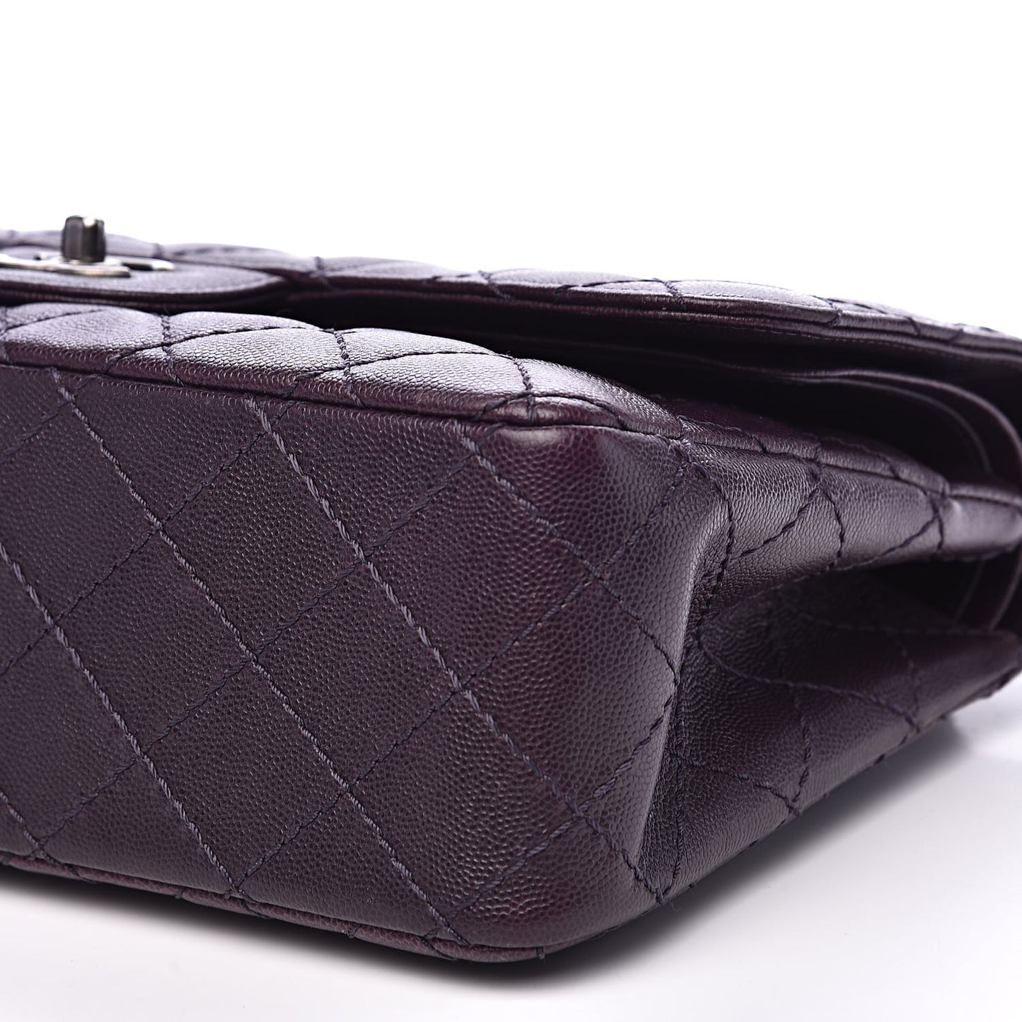 Caviar Quilted Jumbo Double Flap Dark Purple