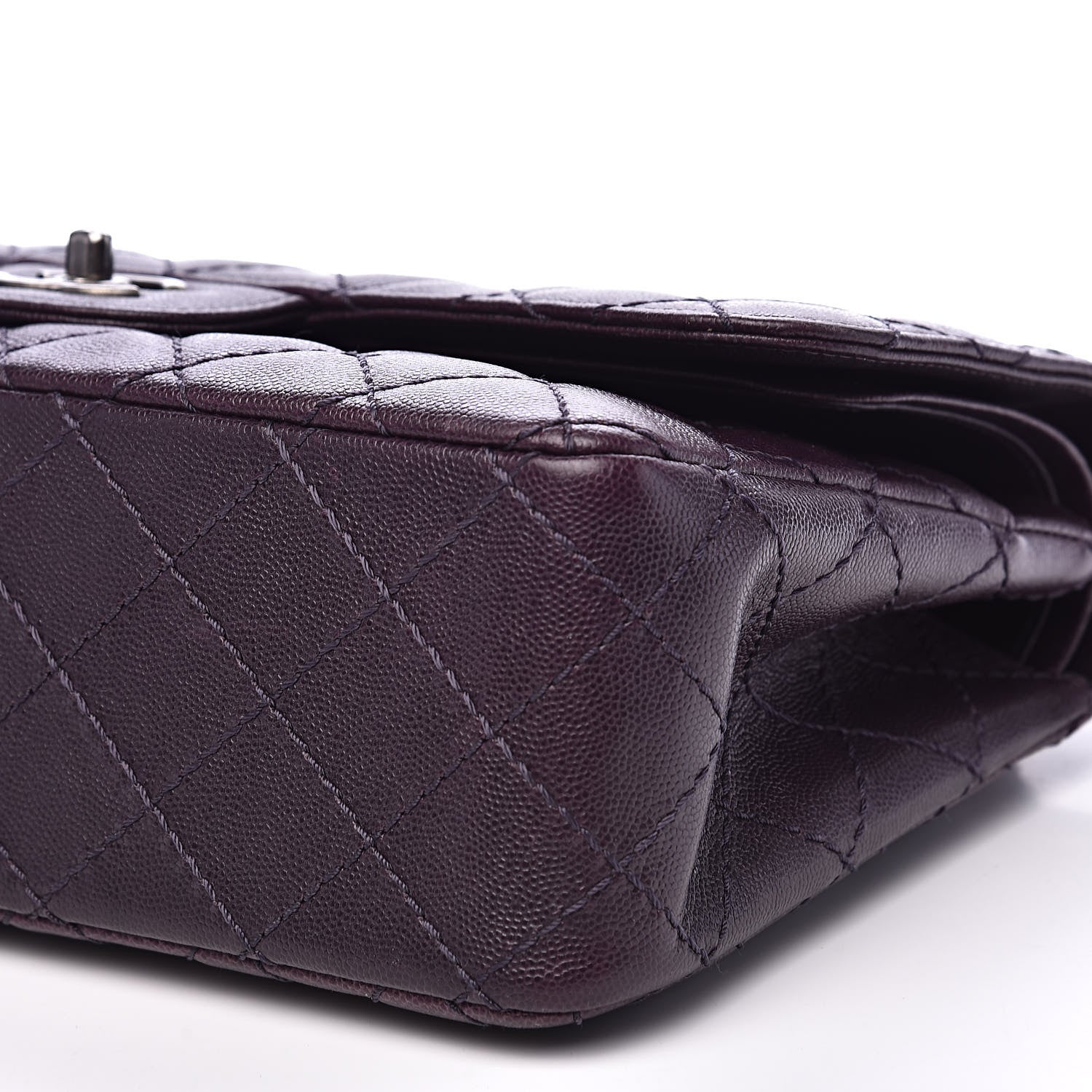 Chanel Caviar Quilted Jumbo Double Flap Dark Purple 10 of 17