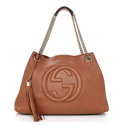 Gucci Pebbled Calfskin Medium Soho Chain Shoulder Bag Camelia 1 of 13