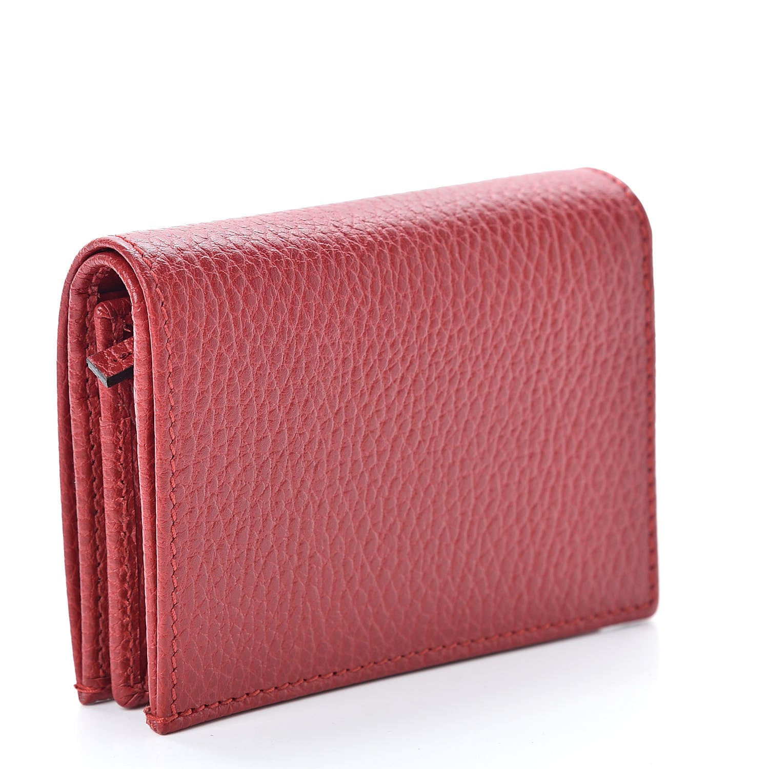 Gucci Pebbled Calfskin GG Marmont Card Case Hibiscus Red 3 of 8