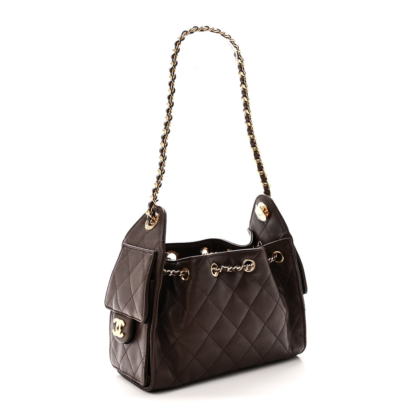 Caviar Quilted Mini Chanel 25 Handbag Brown