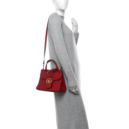 Gucci Cellarius Calfskin Mini GG Marmont Top Handle Bag Vulcanic Red 2 of 11