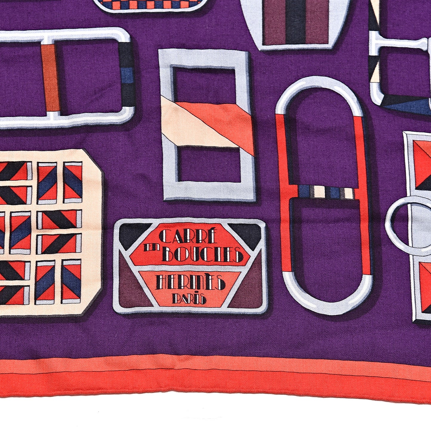 Cashmere Silk Carre En Boucles Shawl 140 Violet Corail Gris