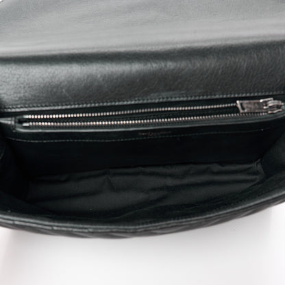 Saint Laurent Sheepskin Matelasse Chevron Monogram Large College Satchel Black 5 of 13