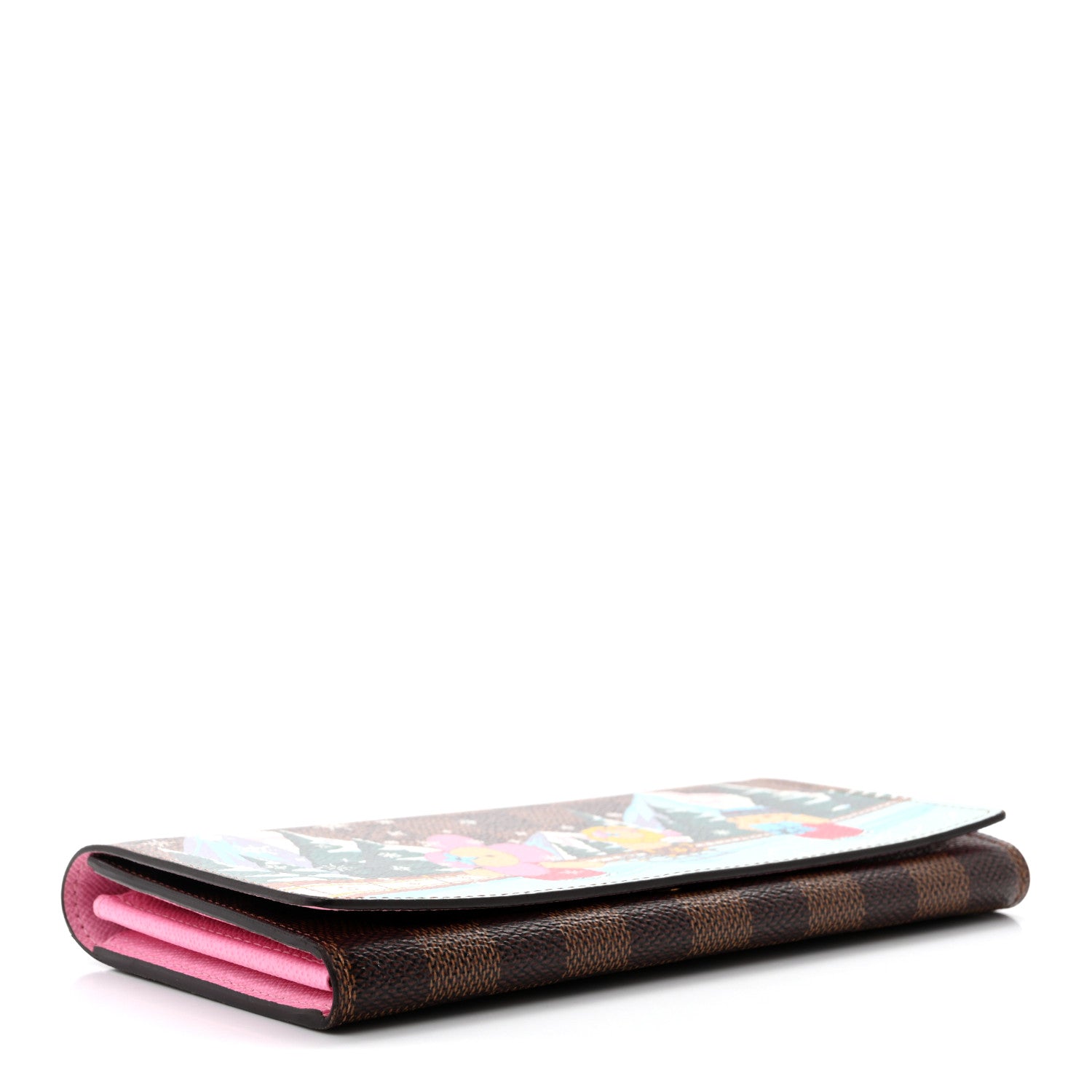 Louis Vuitton Damier Ebene 2023 Christmas Animation Ice Skating Sarah Wallet Pink 4 of 6
