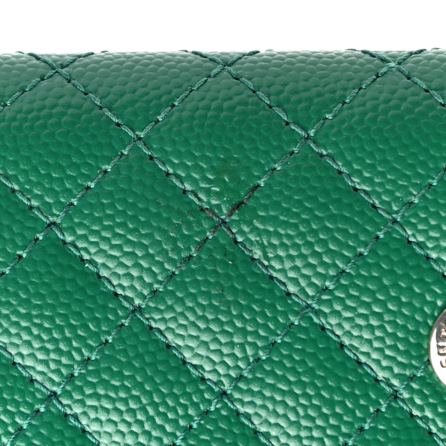 Grain De Poudre Textured Mixed Matelasse Triquilt Small Monogram Envelope Wallet Green Field