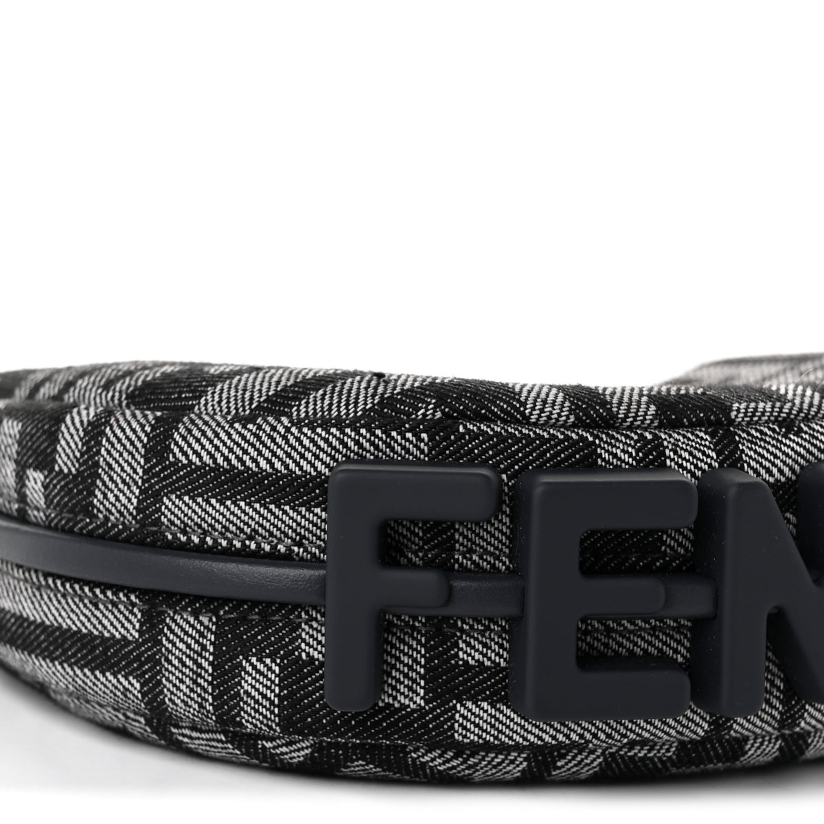 Denim Effect Fabric Jacquard FF 1974 Nano Fendigraphy Hobo Charm Dark Blue Black