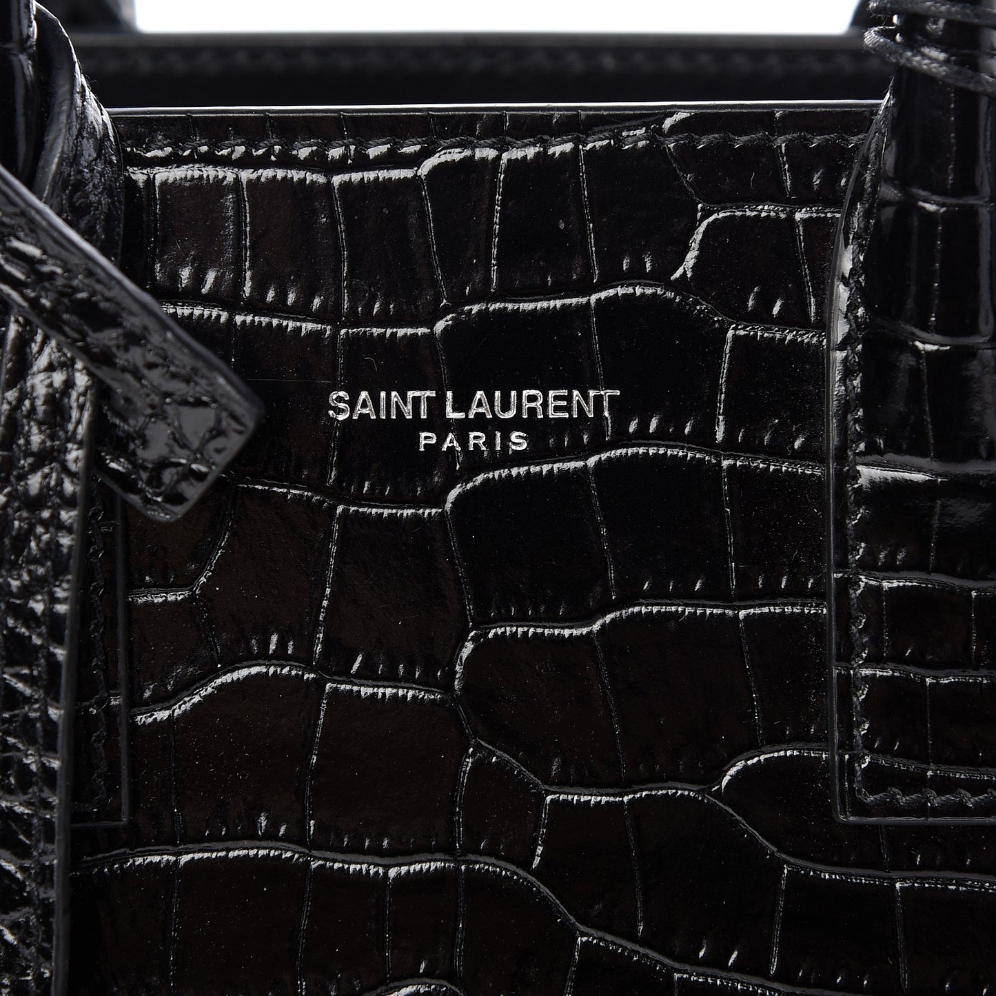 Calfskin Crocodile Embossed Nano Sac De Jour Black
