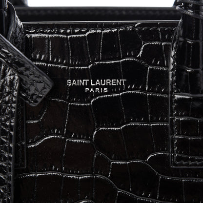 Saint Laurent Calfskin Crocodile Embossed Nano Sac De Jour Black 8 of 10