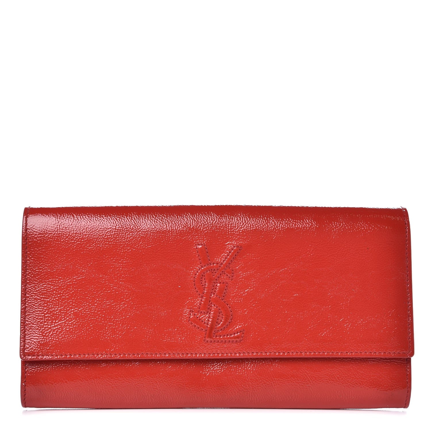 Saint Laurent Textured Patent Small Belle De Jour Clutch Red 1 of 10
