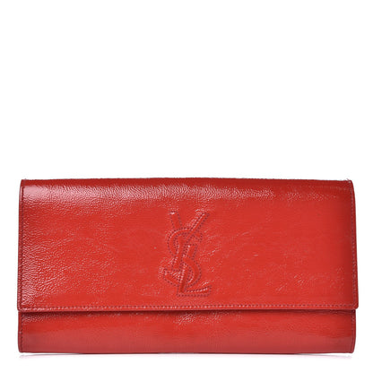 Saint Laurent Textured Patent Small Belle De Jour Clutch Red 1 of 10