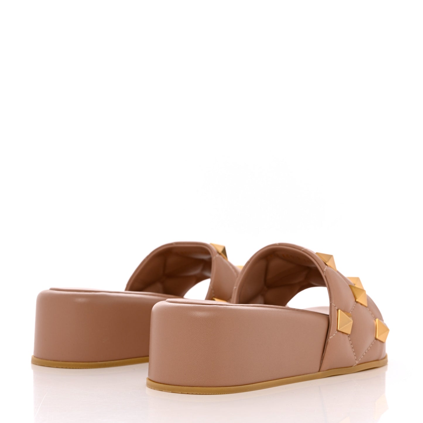 Nappa Roman Stud 30/50mm Platform Slide Sandals 36 Rose Cannelle