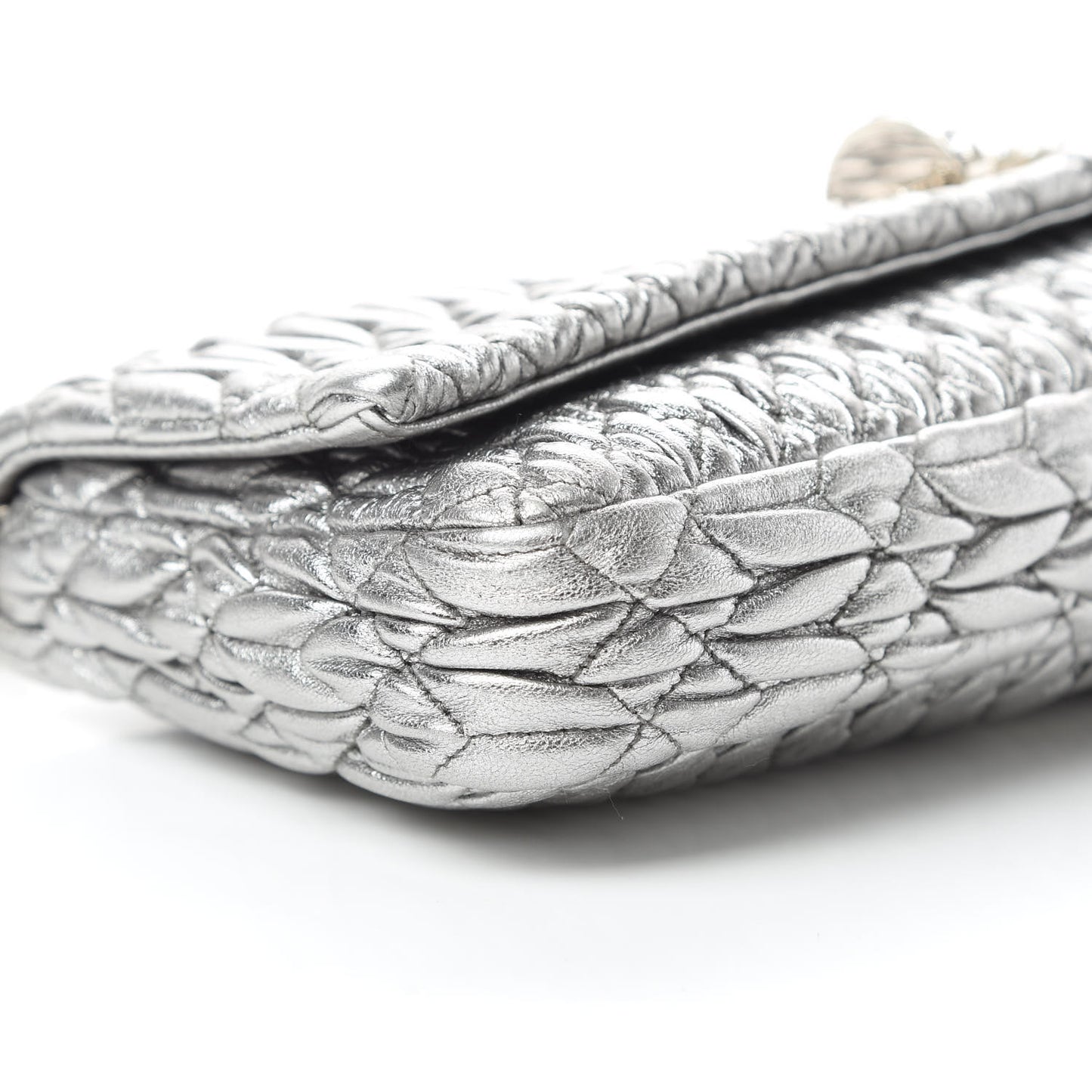 Nappa Matelasse Crystal Flap Clutch Cromo