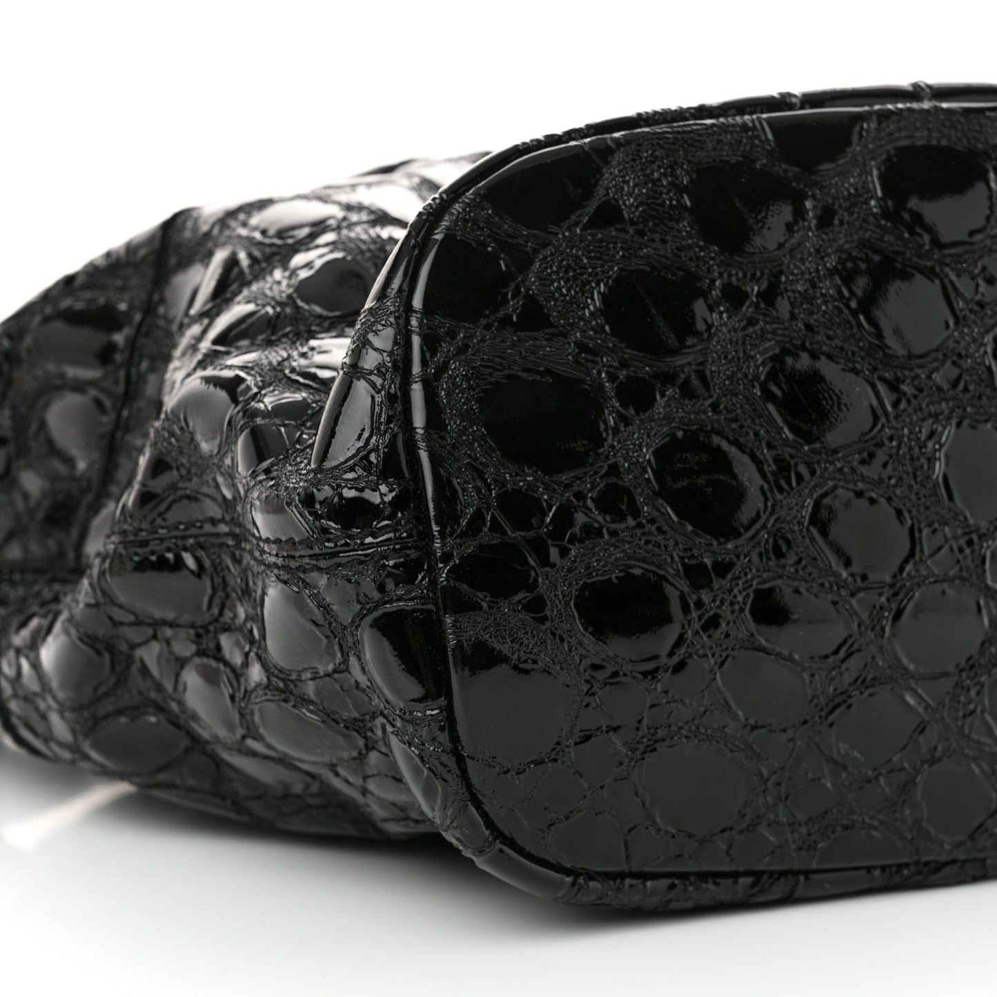 Patent Crocodile Embossed Large Nightingale Black