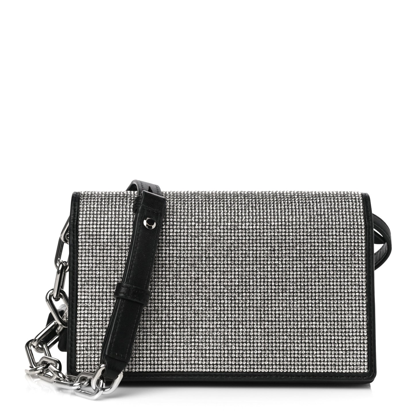 Rhinestone Mesh Attica Crossbody Bag Black
