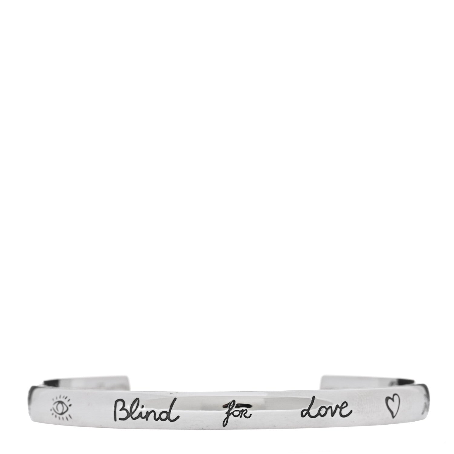 Gucci Sterling Silver Narrow Blind for Love Cuff Bracelet 1 of 3