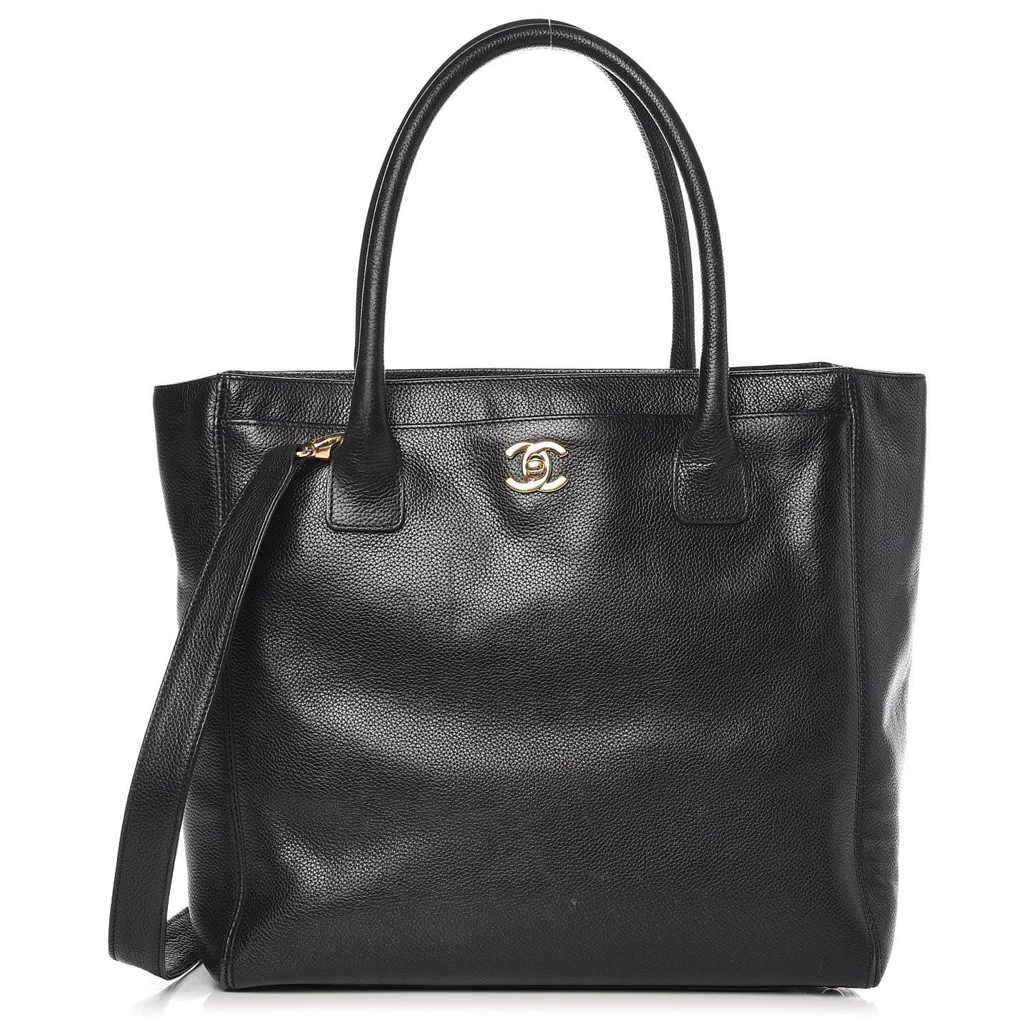 Calfskin Tall Cerf Tote Black