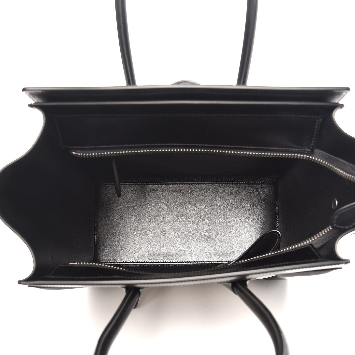 Sleek Calfskin Micro Bi-Color Luggage Black White