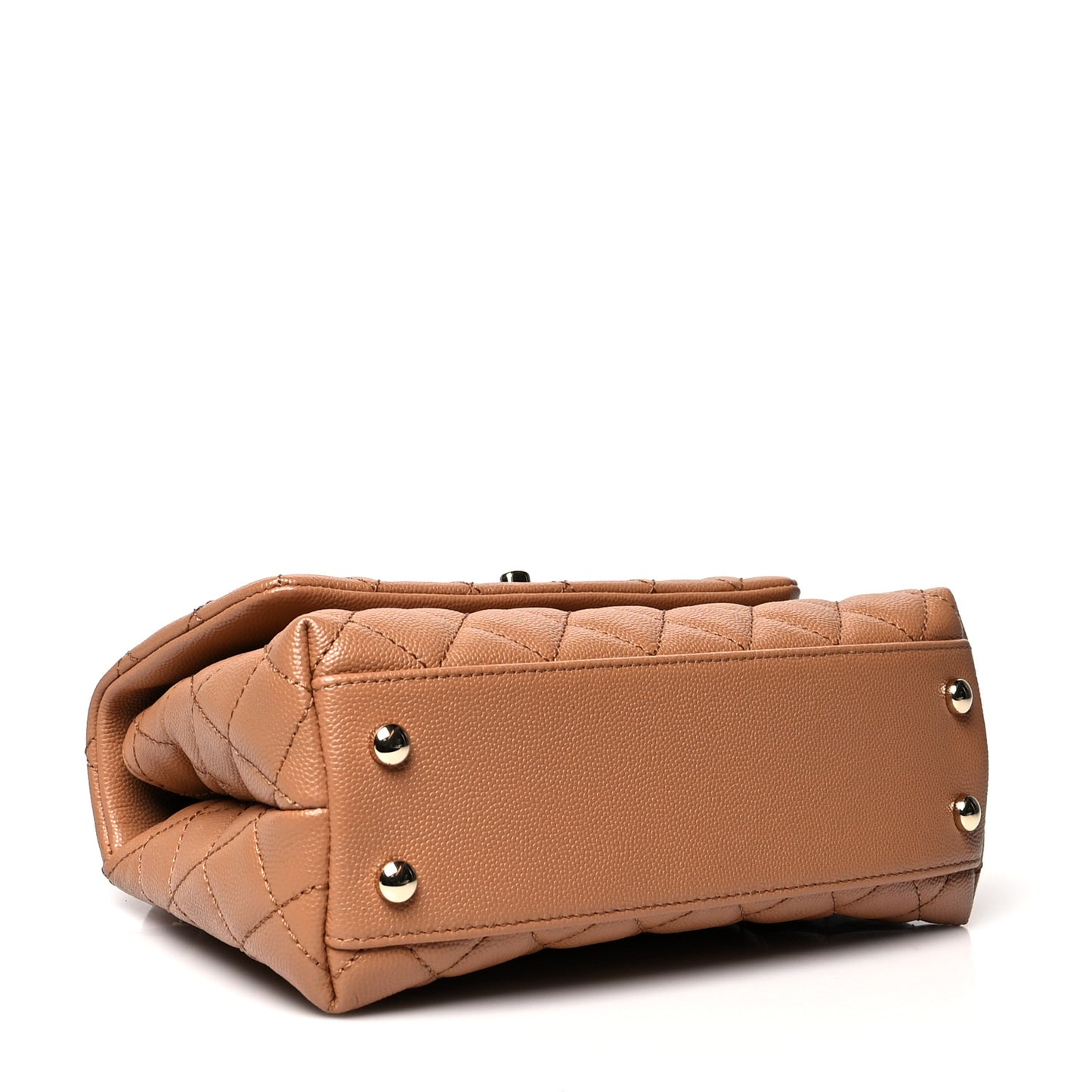 Caviar Quilted Mini Coco Handle Flap Brown