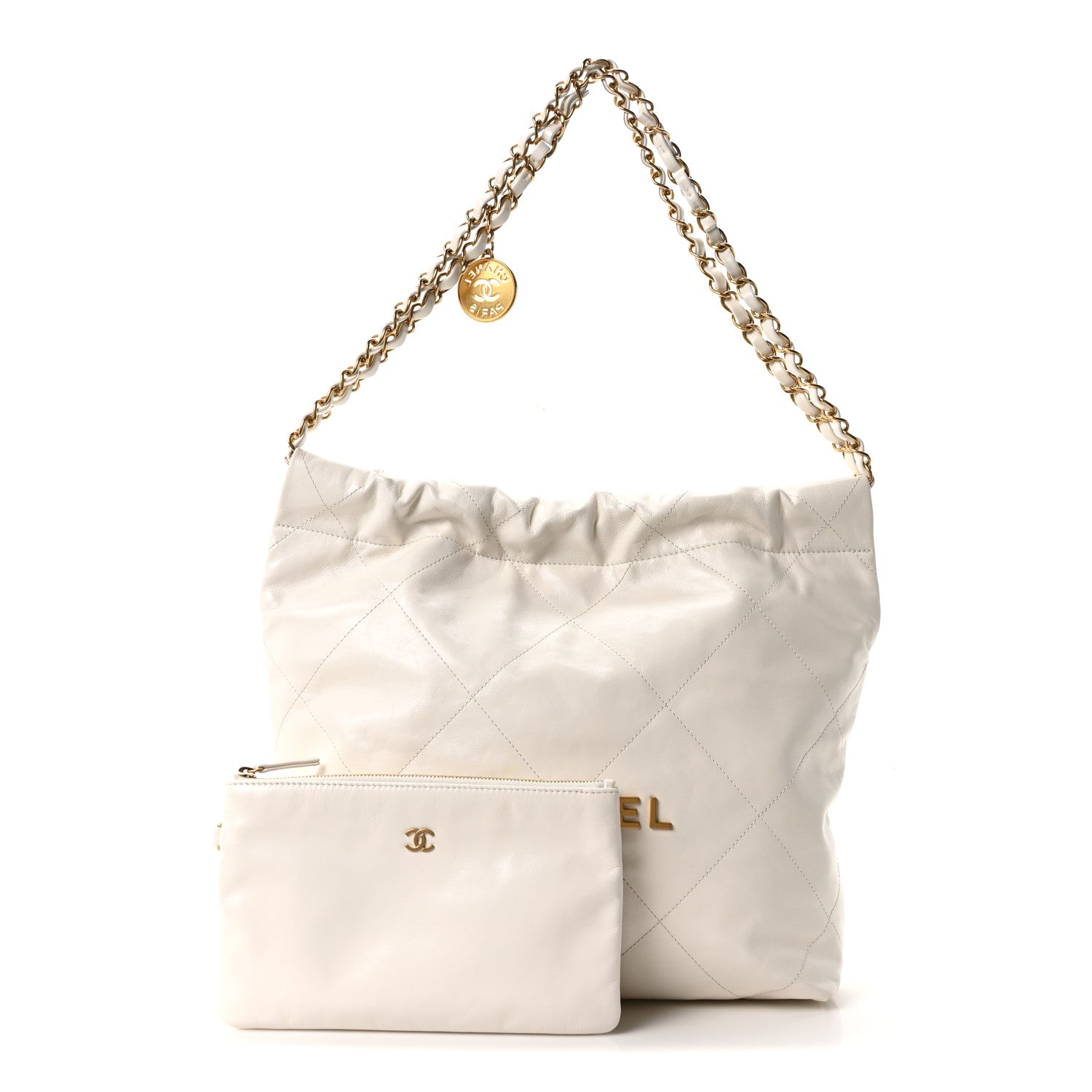Chanel Shiny Calfskin Quilted Small Chanel 22 White 3 of 12