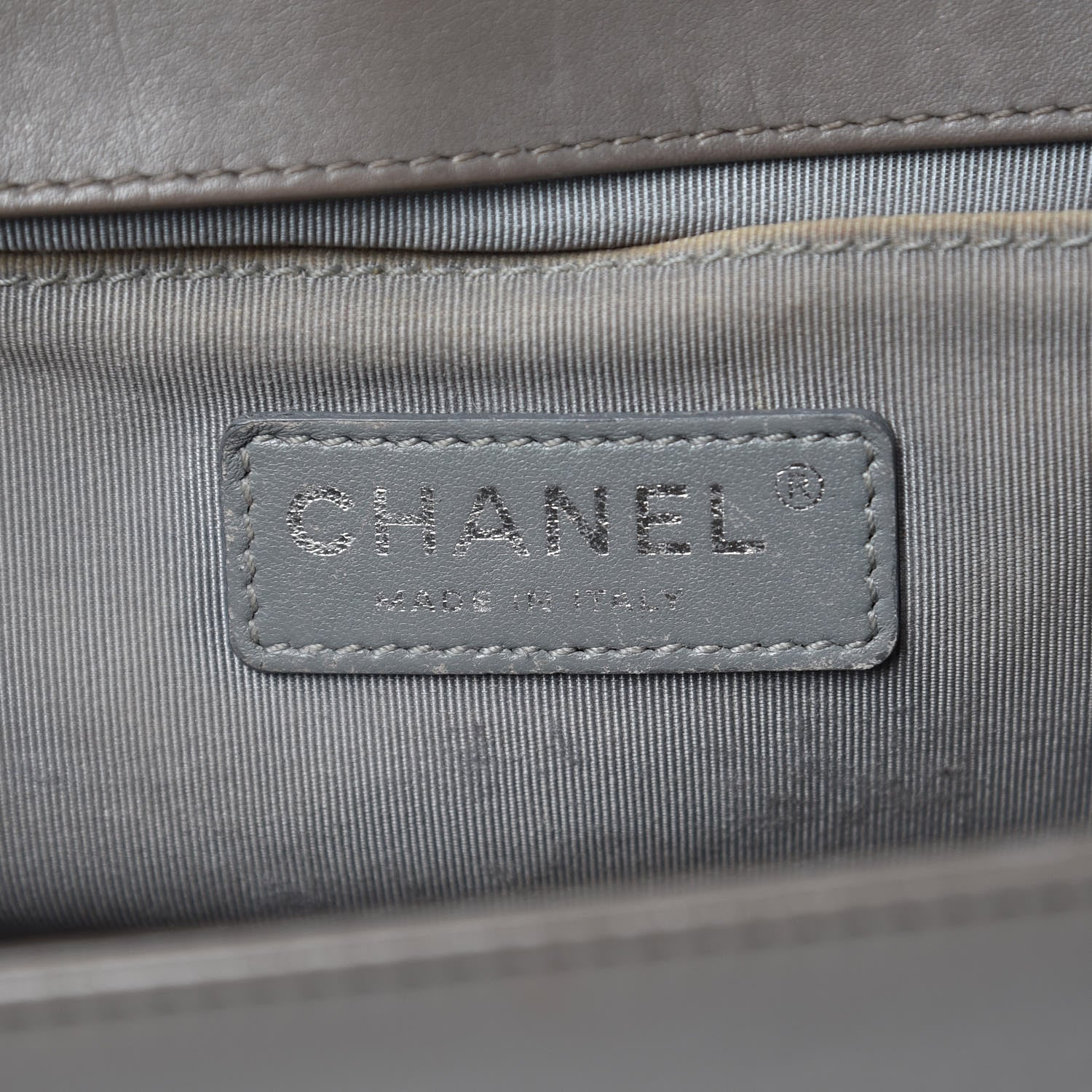 Chanel Calfskin Chevron Quilted Medium Boy Flap Grey 7 of 15