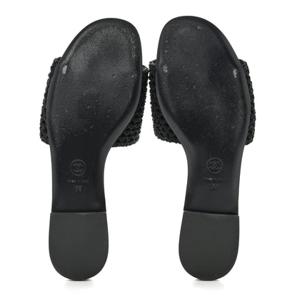 Chanel Crochet CC Mules Sandals 38 Black 5 of 9