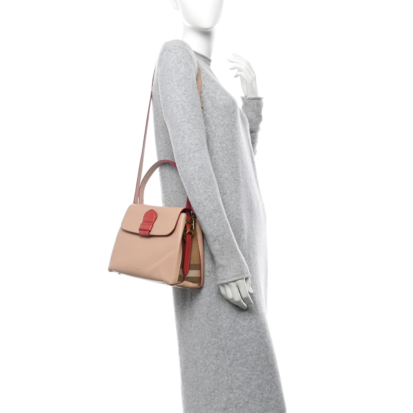 Derby Calfskin Snakeskin House Check Small Camberley Beige Red