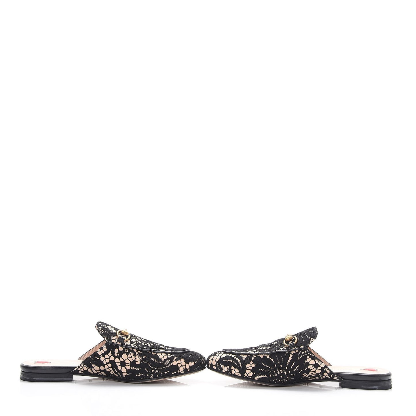 Leather Lace Horsebit Princetown Slippers 37.5 Black