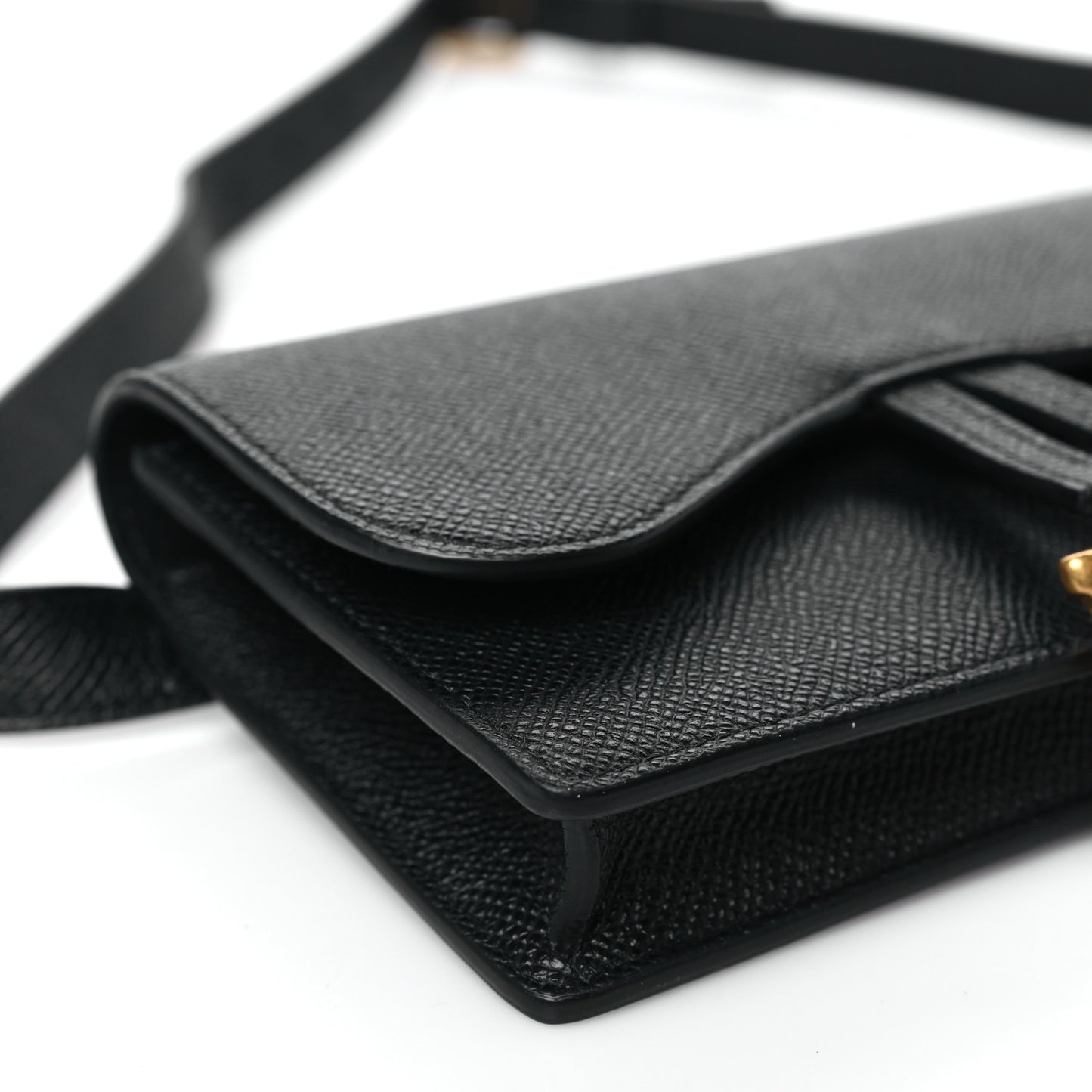 Grained Calfskin Saddle Belt Bag Black Black