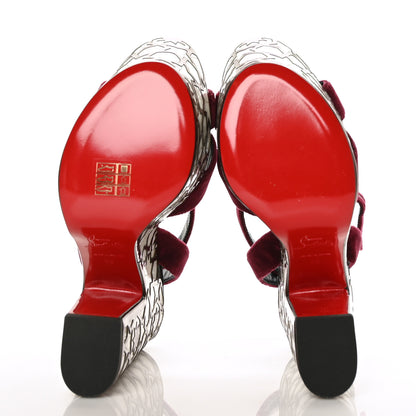 Christian Louboutin Velvet Super Yaz Pearl 160 Sandals 38 Galata Black 5 of 7