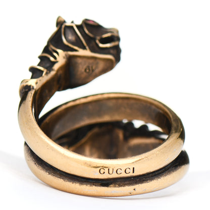 Gucci Tiger Heads Double Wrap Ring 59 8.75 Aged Gold 4 of 5