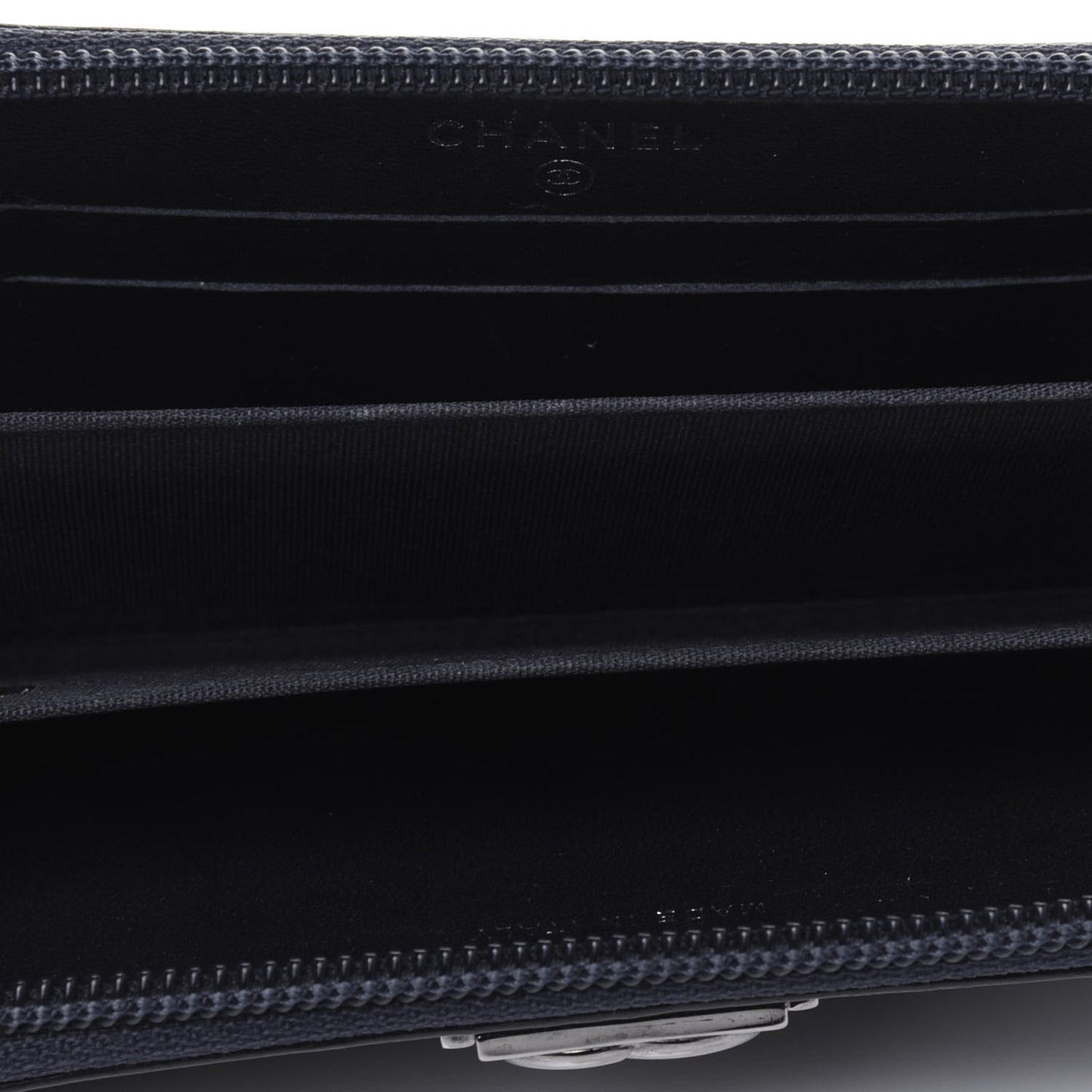 Lambskin Quilted Small Boy Zip Around Wallet Navy