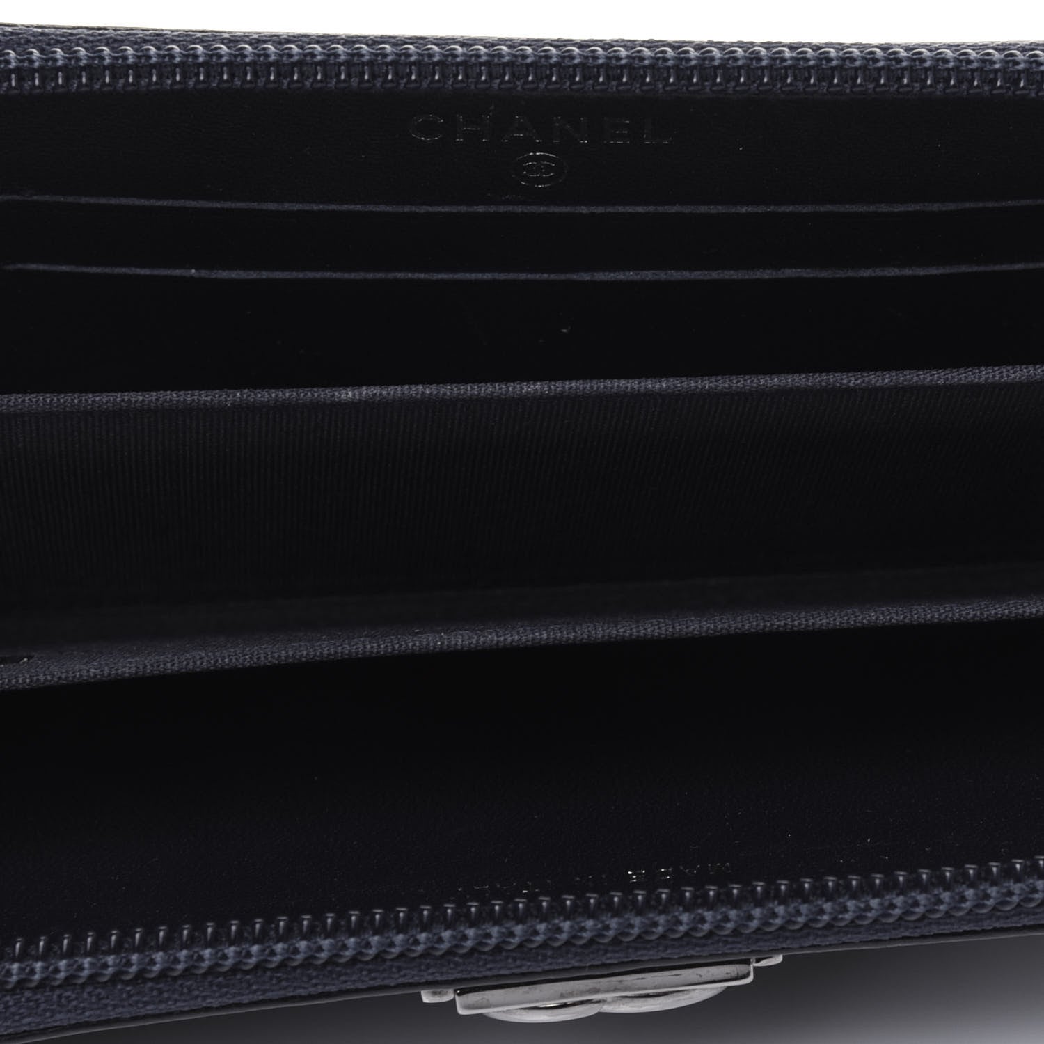 Chanel Lambskin Quilted Small Boy Zip Around Wallet Navy 5 of 13