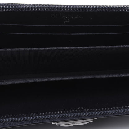 Chanel Lambskin Quilted Small Boy Zip Around Wallet Navy 5 of 13