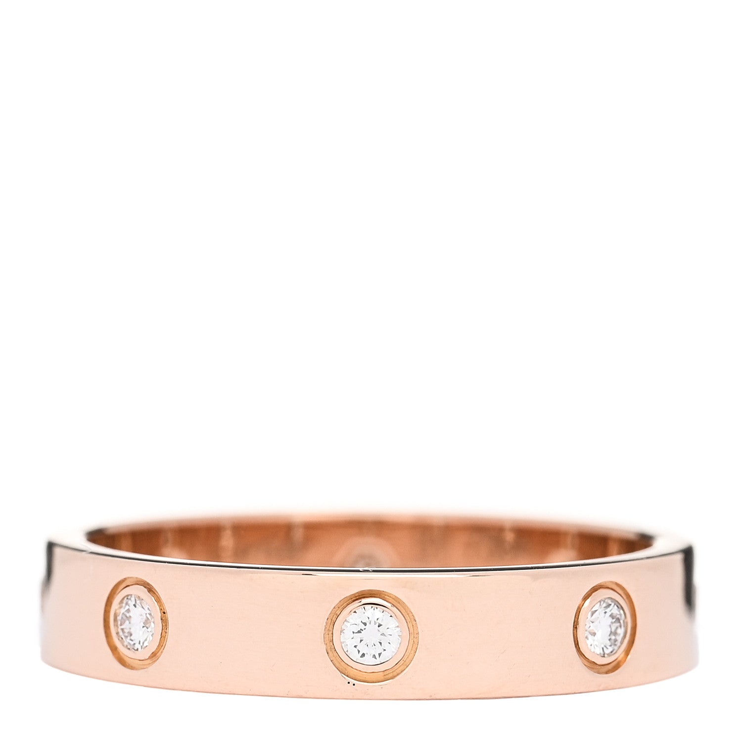 Cartier 18K Pink Gold 8 Diamond 4mm LOVE Wedding Band Ring 57 8 1 of 4