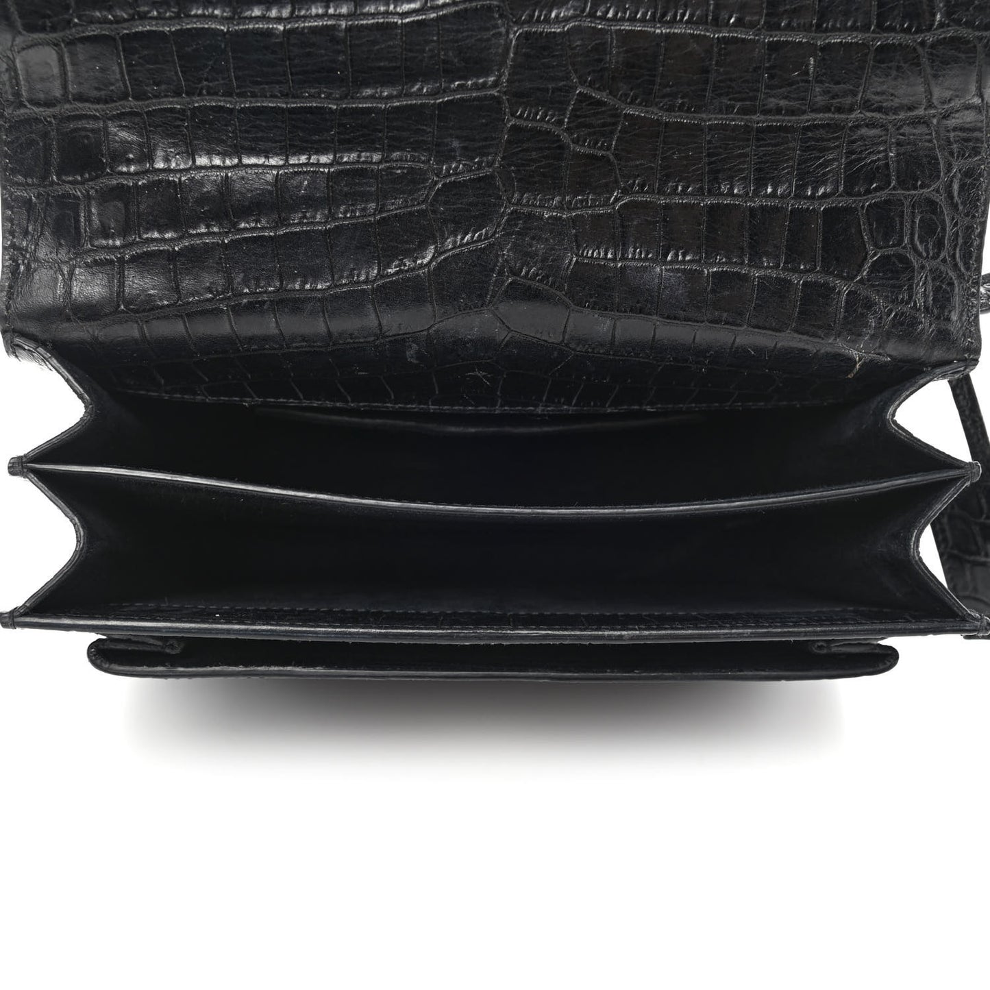 Calfskin Crocodile Embossed Medium Monogram Sunset Black