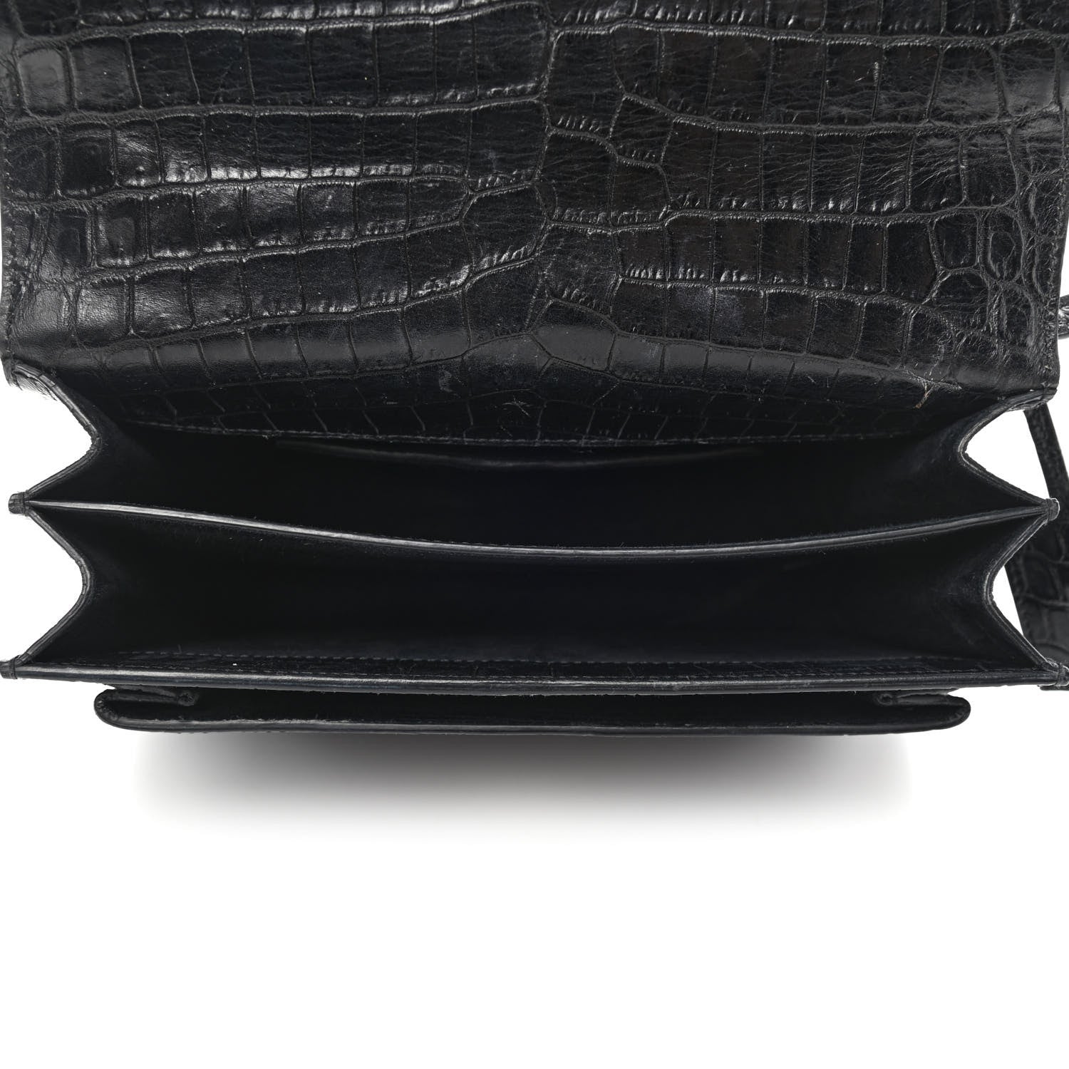 Saint Laurent Calfskin Crocodile Embossed Medium Monogram Sunset Black 4 of 6