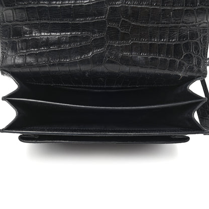 Saint Laurent Calfskin Crocodile Embossed Medium Monogram Sunset Black 4 of 6