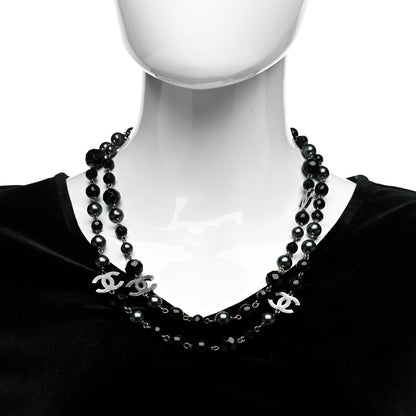 Chanel Ruthenium Beaded CC Long Necklace Black 2 of 5