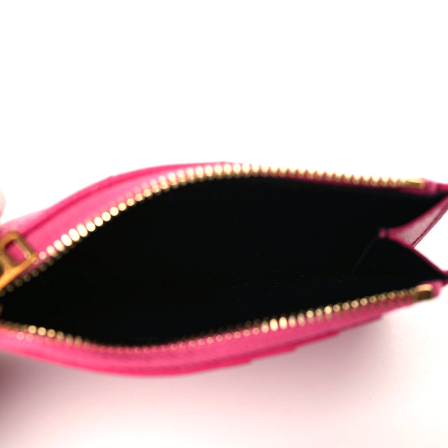 Saint Laurent Grain De Poudre Matelasse Chevron Monogram Fragments Zippered Card Case Fresh Fuxia 5 of 8