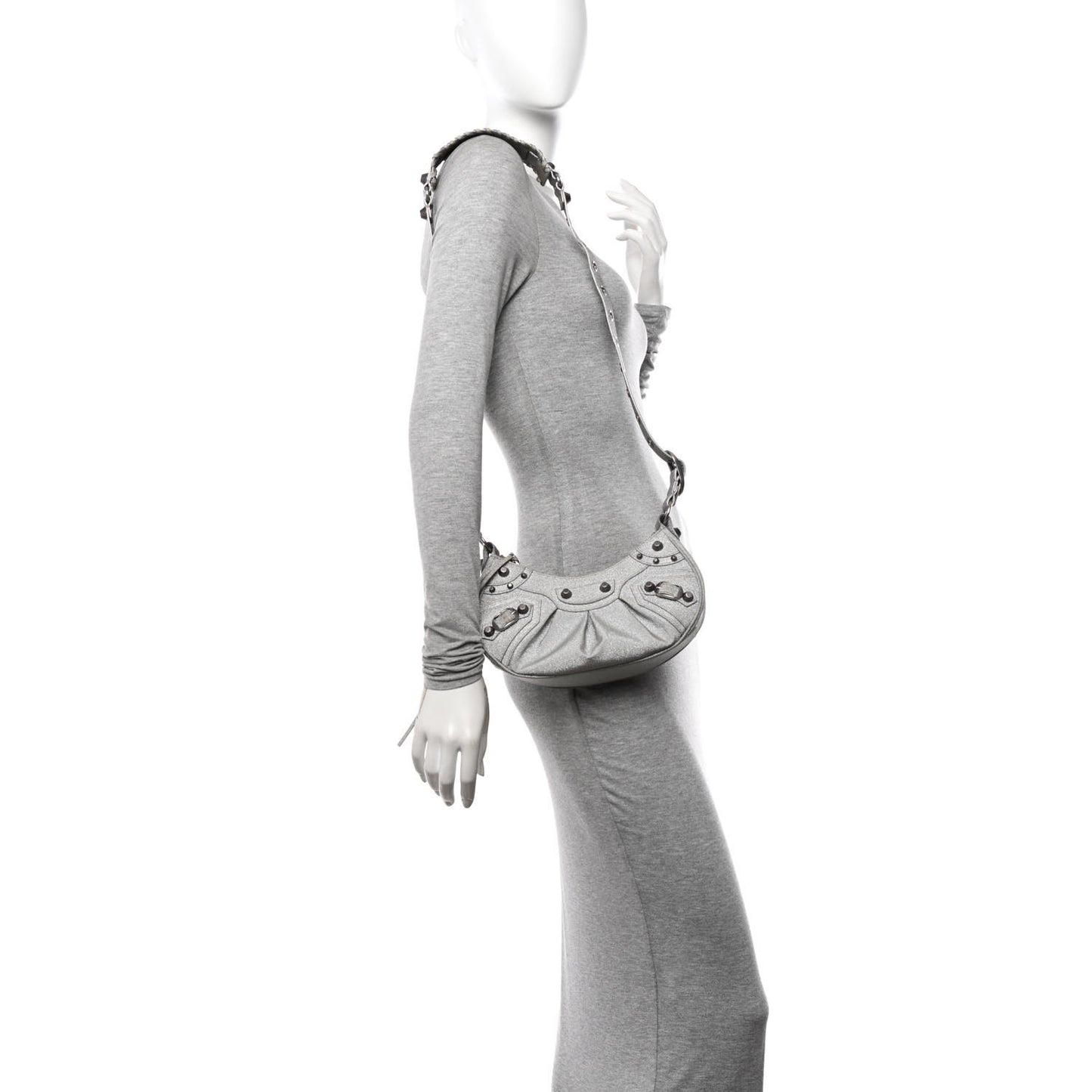 Sparkling Fabric Le Cagole Shoulder Bag XS Silver