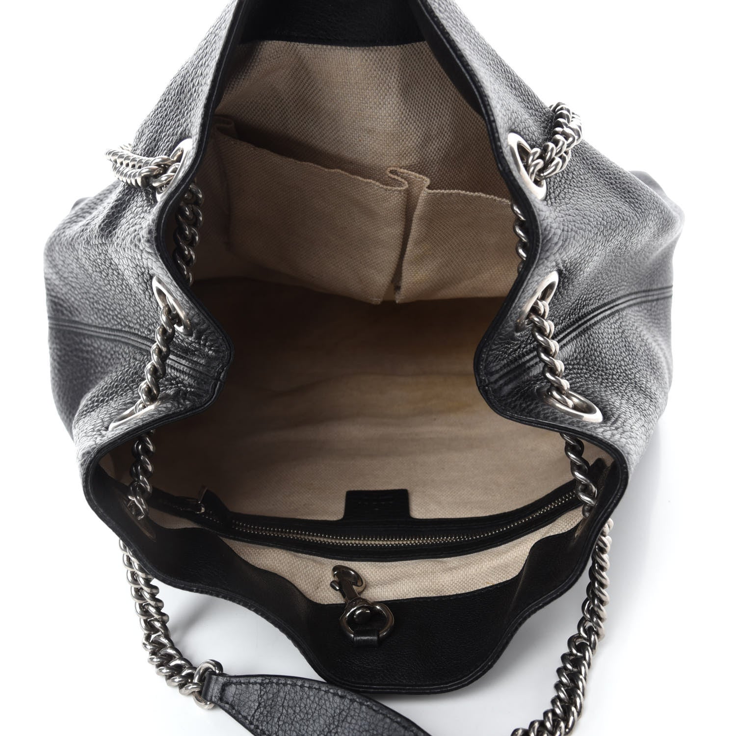 Gucci Pebbled Calfskin Studded Medium Soho Chain Shoulder Bag Black 5 of 13
