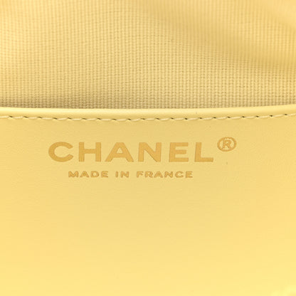 Chanel Lambskin Quilted Hobo Shoulder Bag Light Yellow 6 of 12